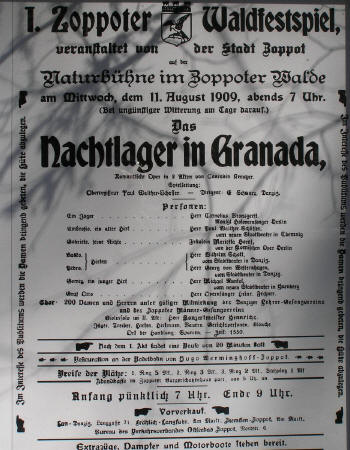 Plakat des ersten Zoppoter Waldfestspiels 1909 - Bild zur Vergößerung anklicken!
