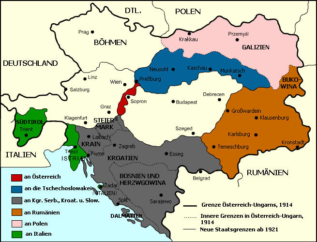Die Zerstückelung von Ungarn nach dem Diktat von Trianon (auch: „Vertrag von Trianon“)