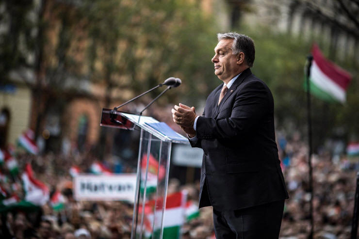 Der ungarische Ministerpräsident Viktor Orbán nach seiner Rede am 23. Oktober 2018. Bild: Ungarische Regierung.